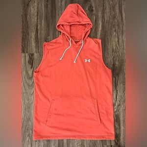 Men’s Under Armour Rival Terry Light Red Sleeveless Fleece Hoodie - Size Large